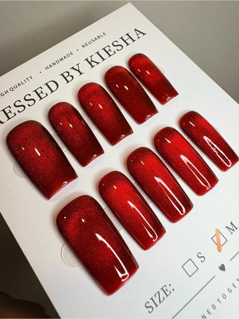 Shimmery Red Press-On Nails